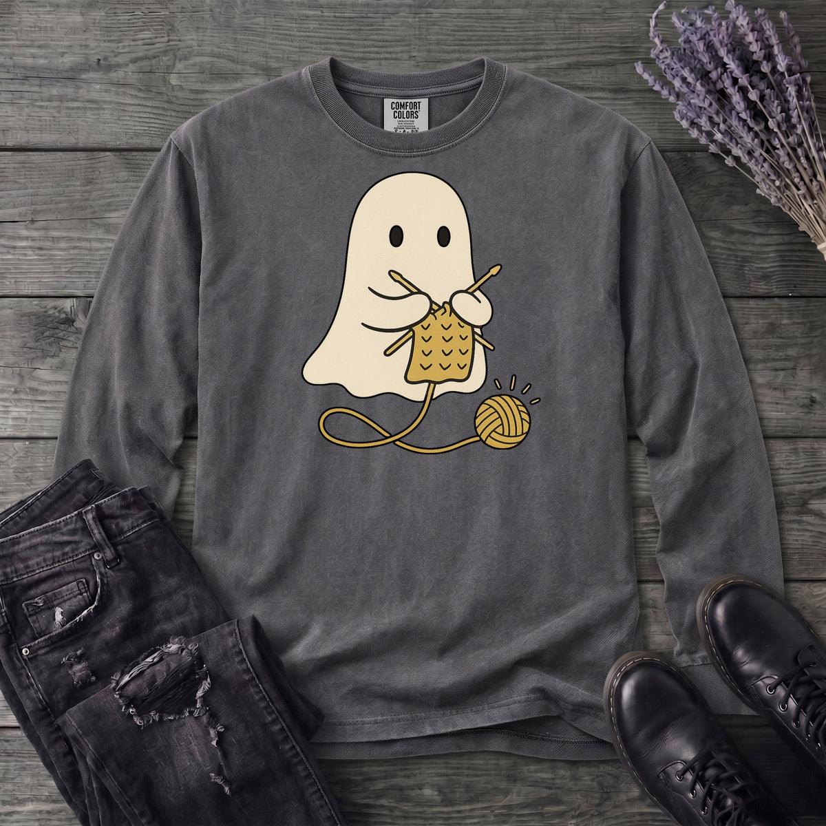 Knitting Ghost Long Sleeve T-Shirt