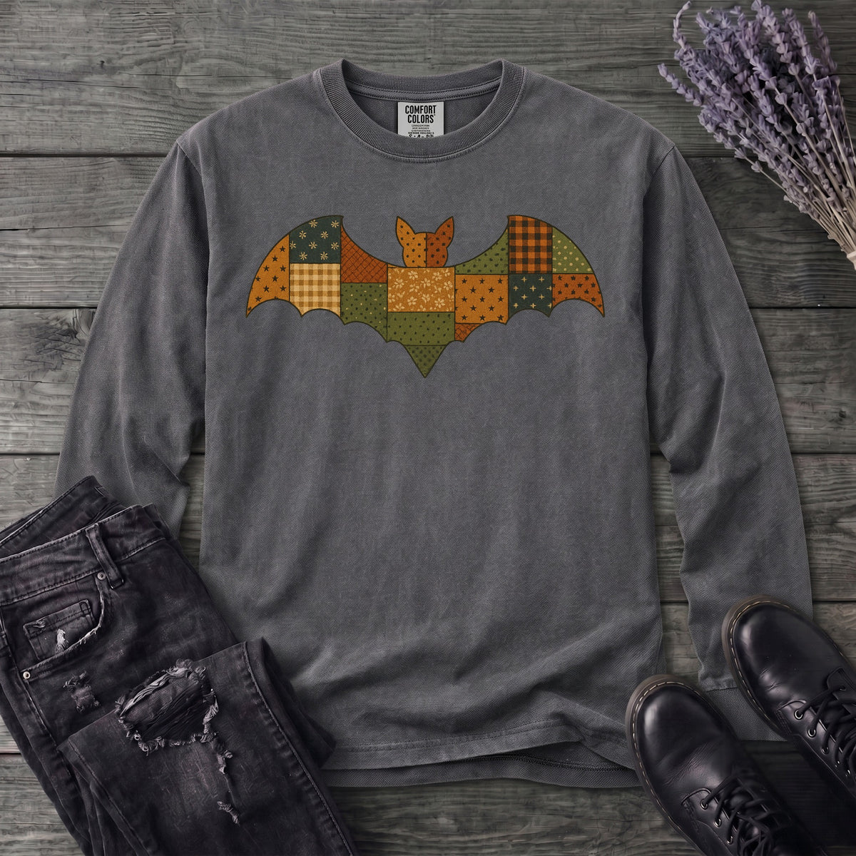 Patchwork Bat Long Sleeve T-Shirt