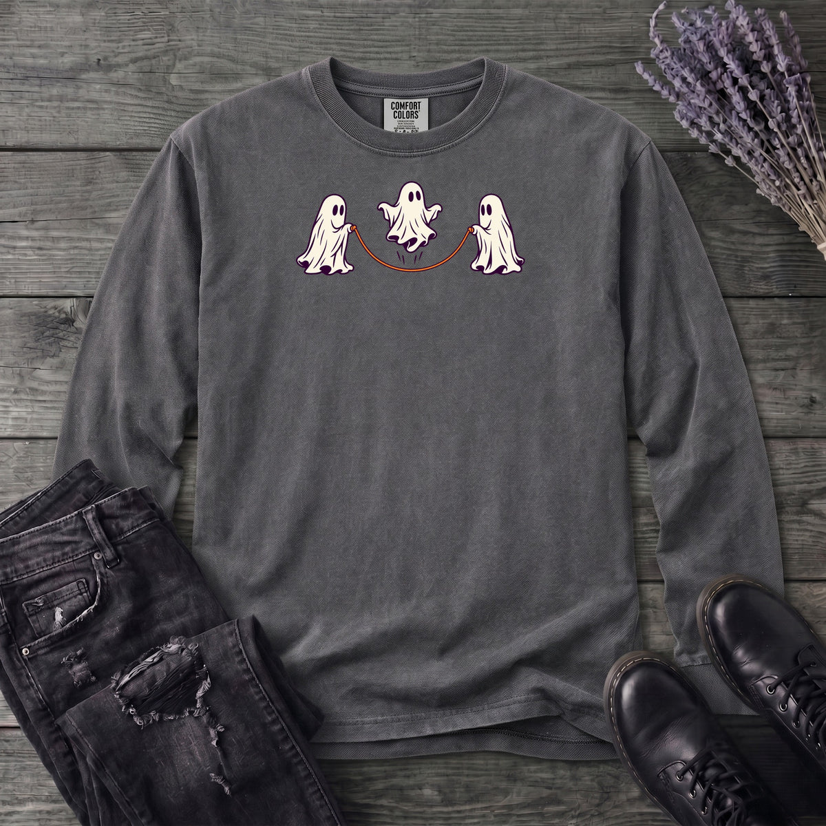 Jump Roping Ghosts Long Sleeve T-Shirt
