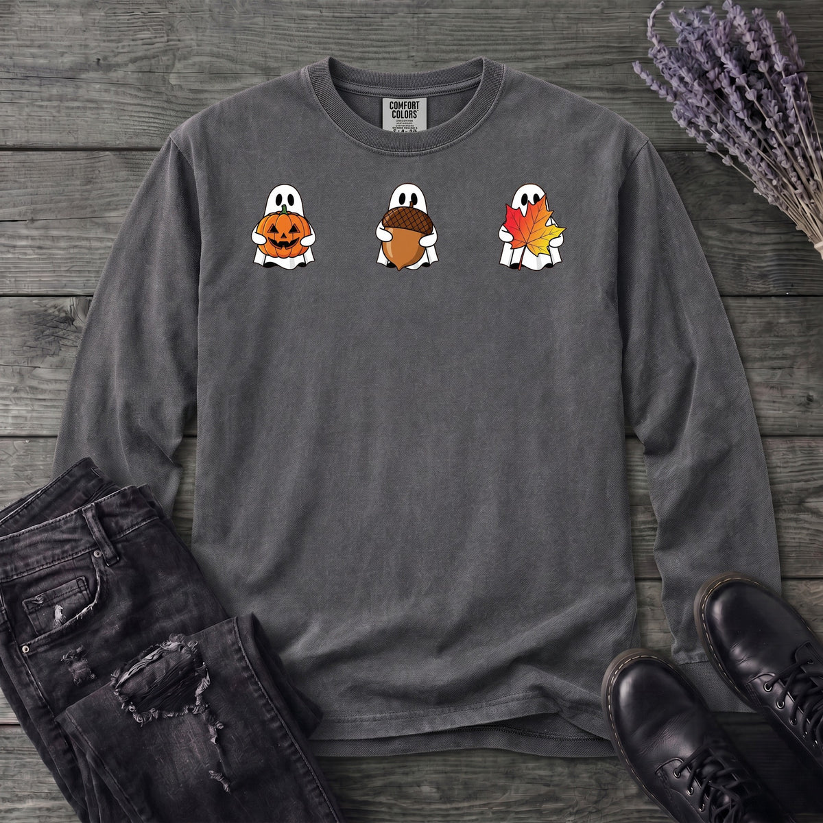 Ghosts Autumn Icons Long Sleeve T-Shirt