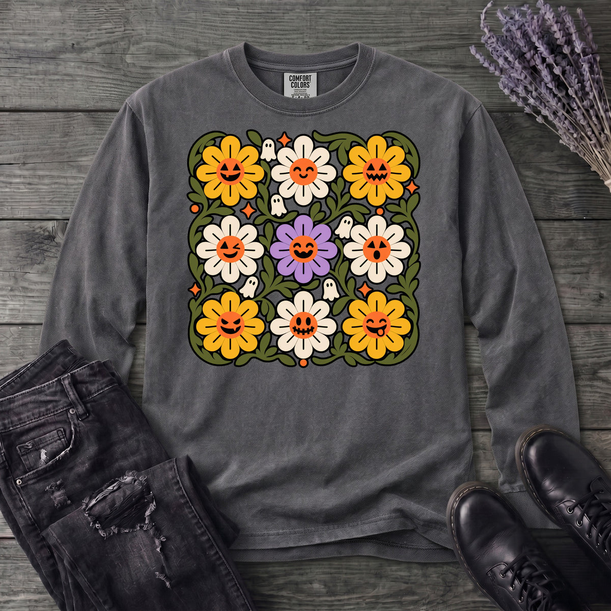 Spooky Floral Long Sleeve T-Shirt