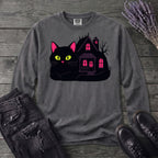 Black Cat Haunted House Long Sleeve T-Shirt
