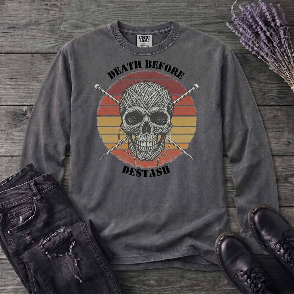 Death Before Destash Yarn Skull Long Sleeve T-Shirt