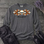 Thankful Leaf Swag Skull Long Sleeve T-Shirt