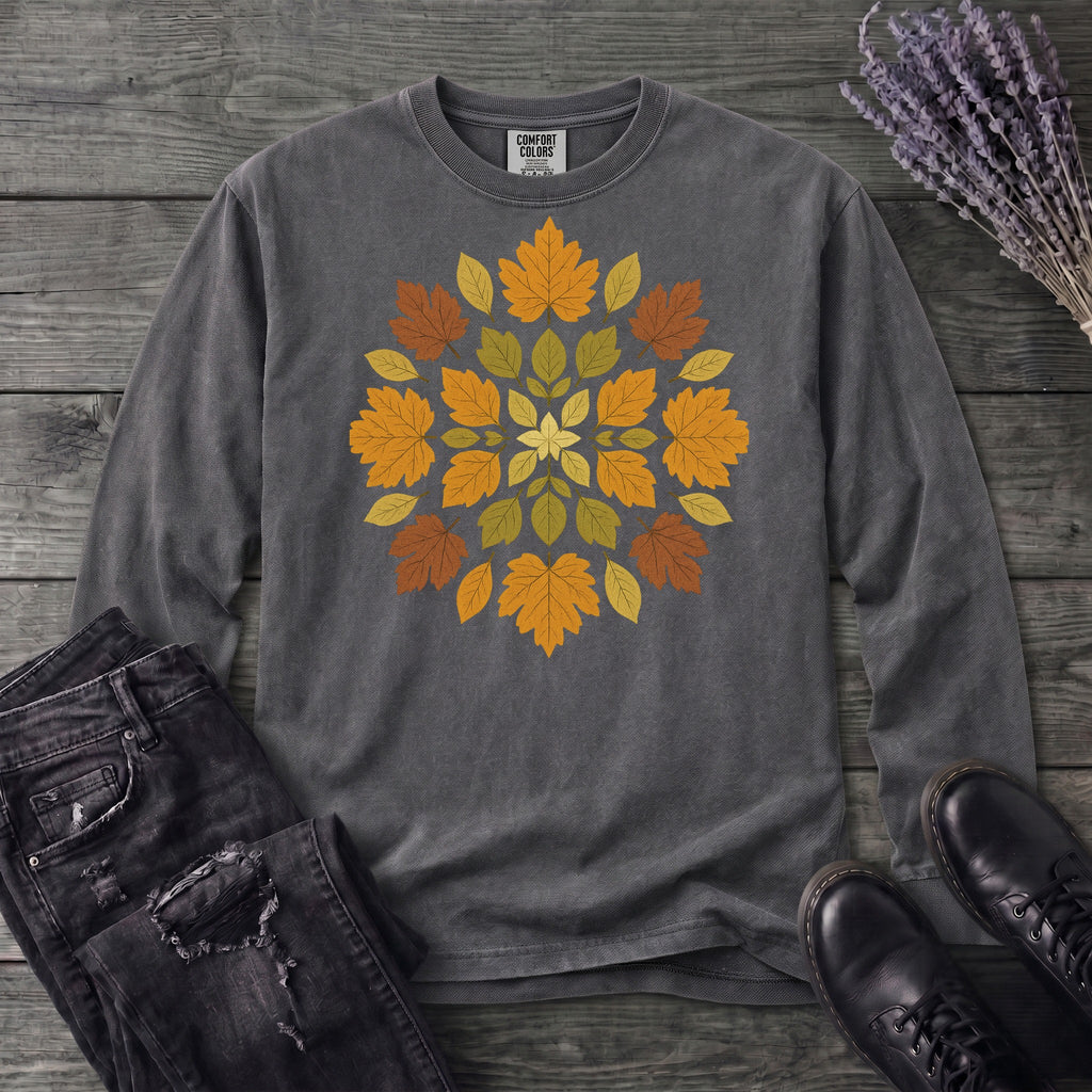 autumn leaves mandala Long Sleeve T-Shirt