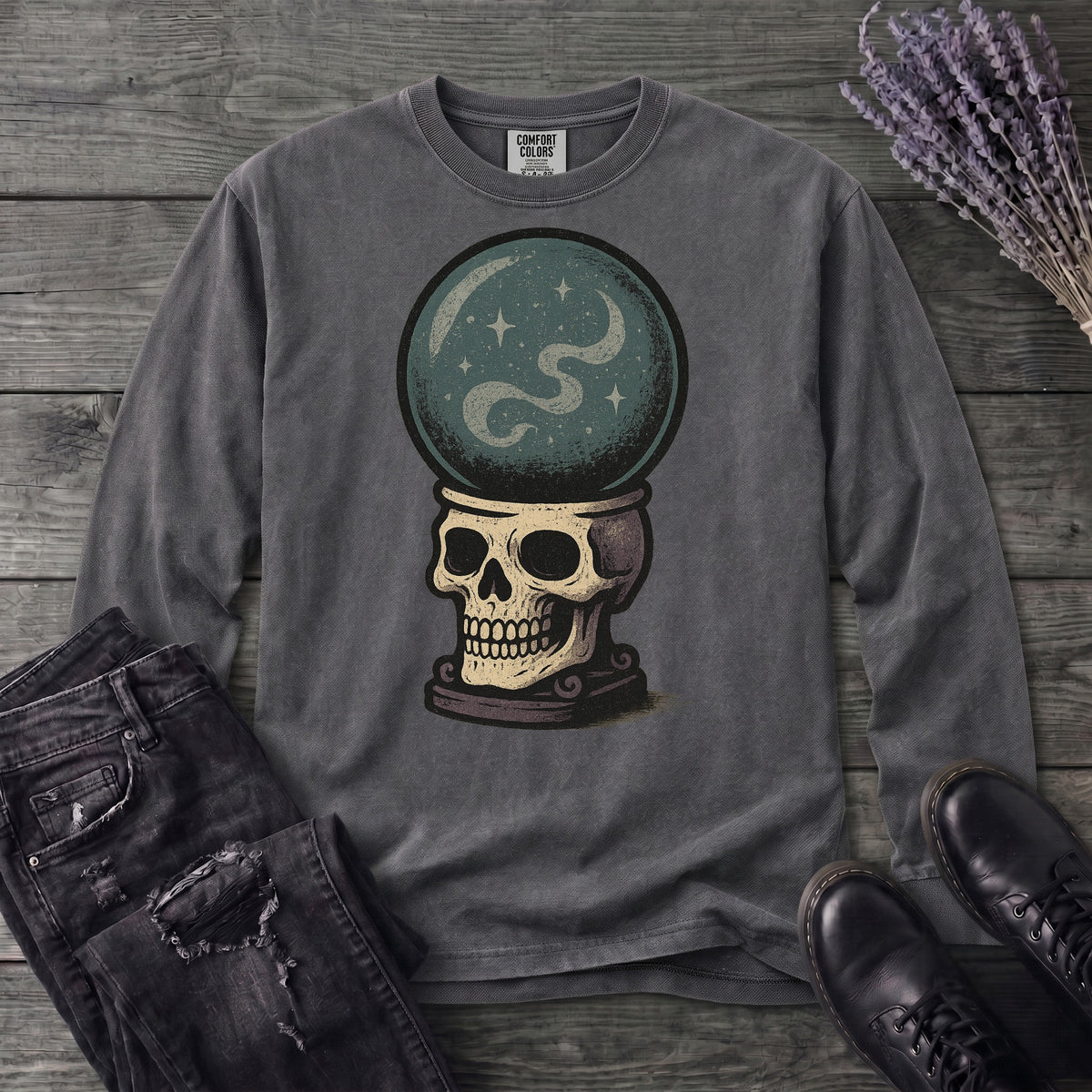 Crystal Ball Skull Long Sleeve T-Shirt