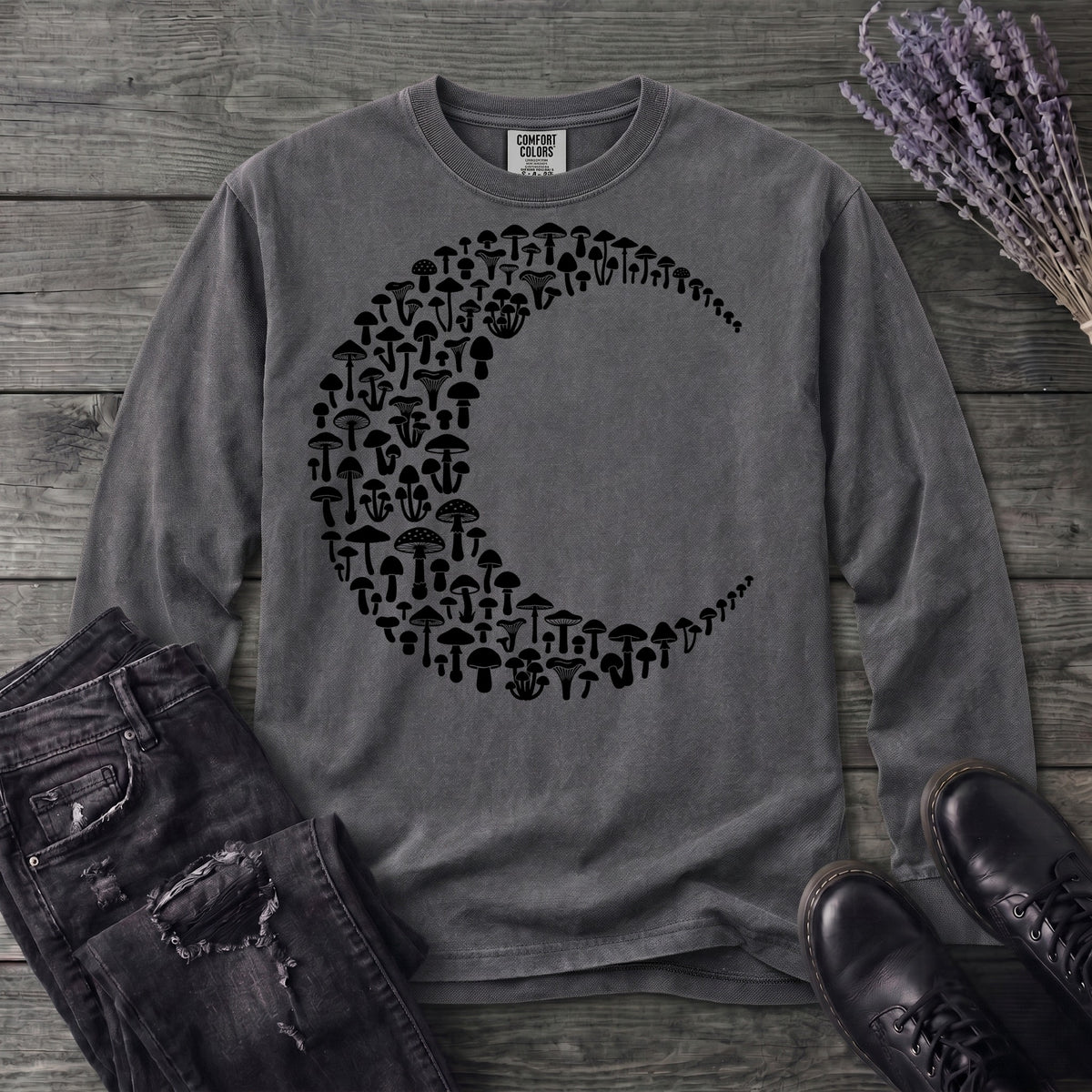 moonlit mushrooms Long Sleeve T-Shirt