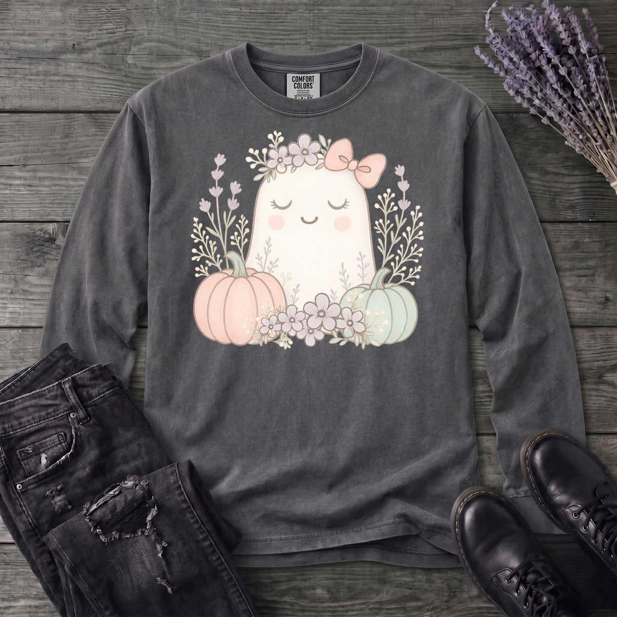 Boho Coquette Ghost Long Sleeve T-Shirt