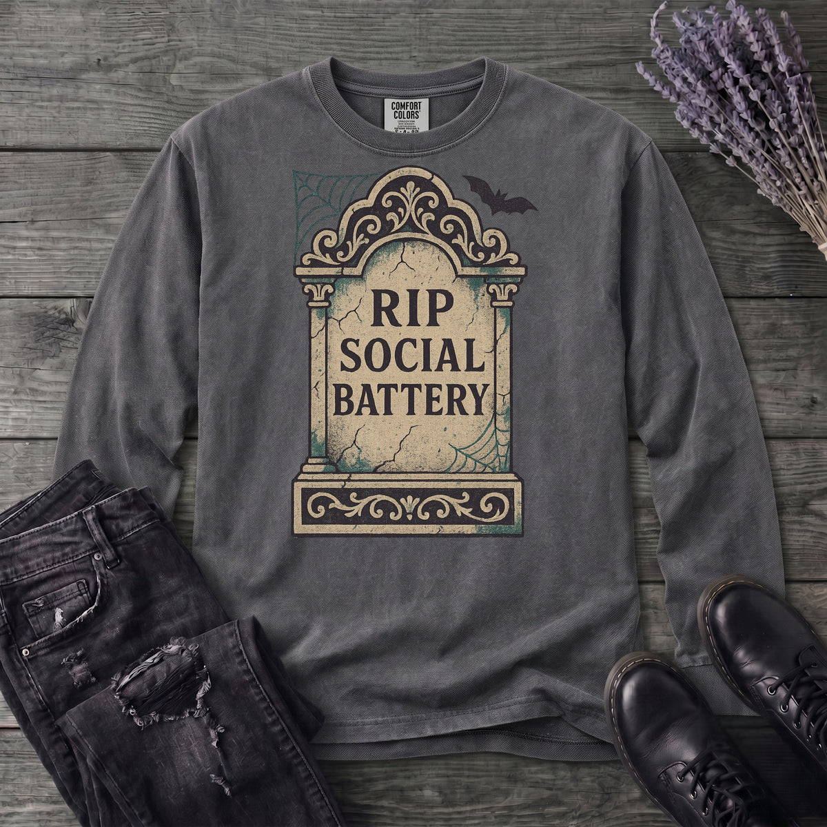 RIP Social Battery Long Sleeve T-Shirt