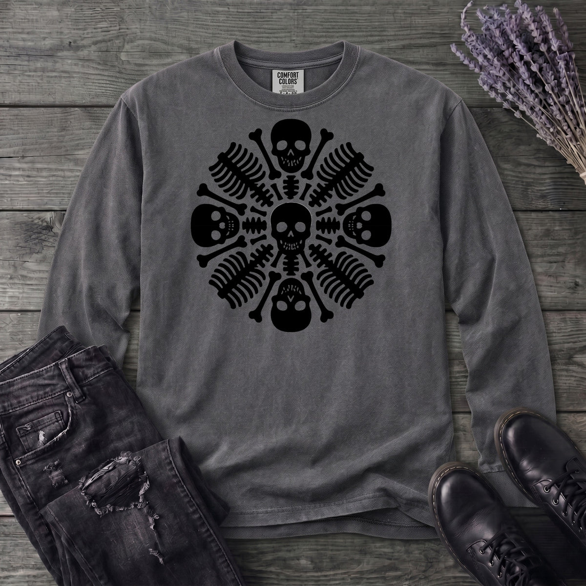 skeleton mandala Long Sleeve T-Shirt