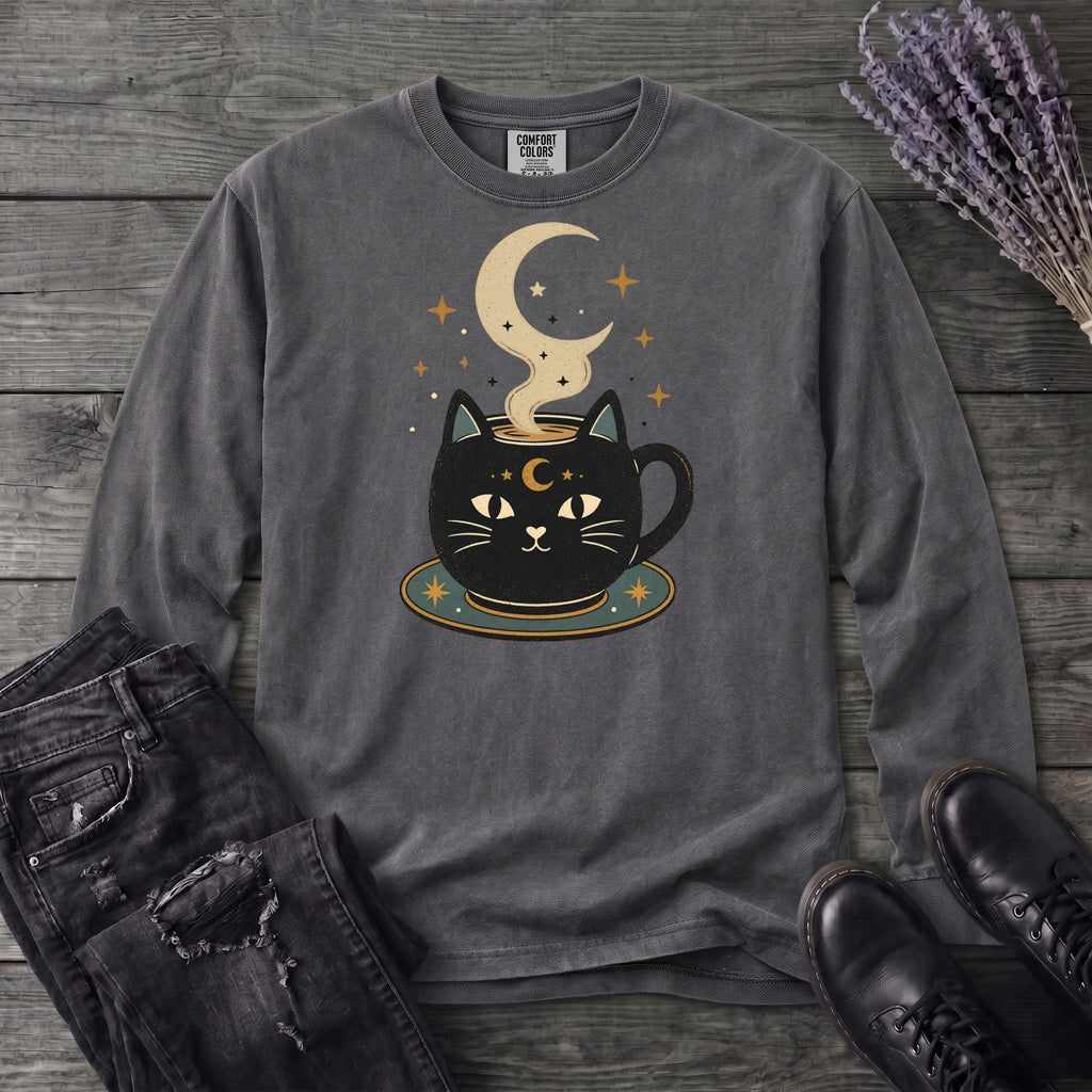 Celestial Cat Coffee Long Sleeve T-Shirt