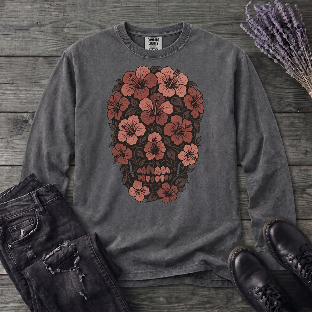 Hibiscus Skull Long Sleeve T-Shirt