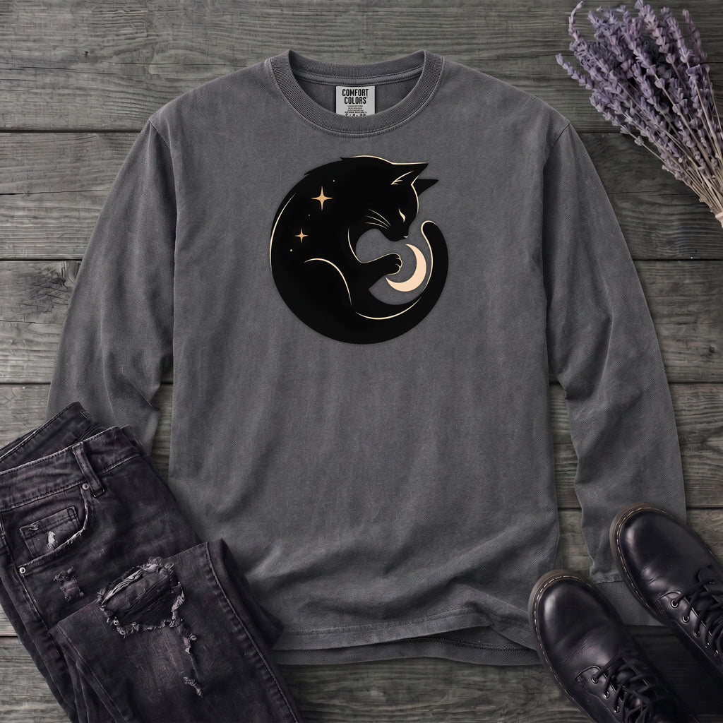 Cat and Moon Long Sleeve T-Shirt