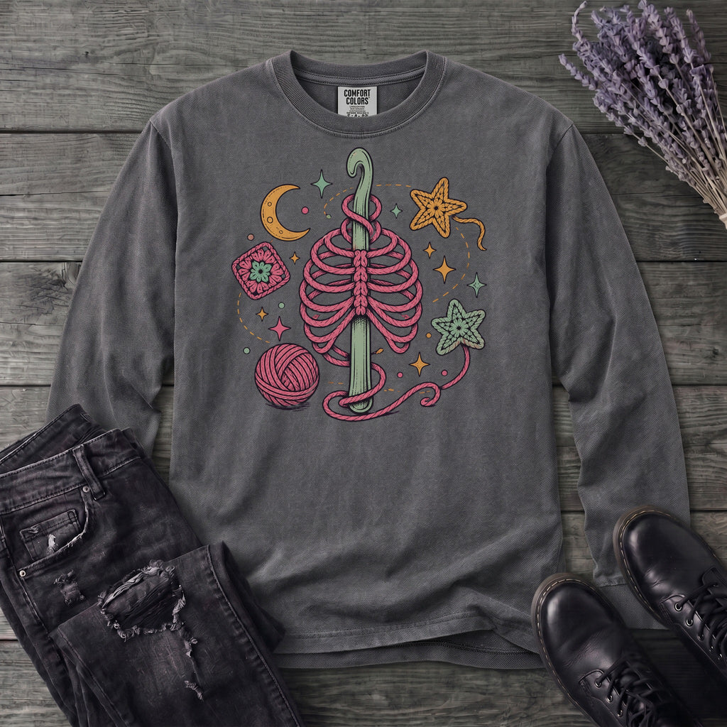 Ribbed Crochet Long Sleeve T-Shirt
