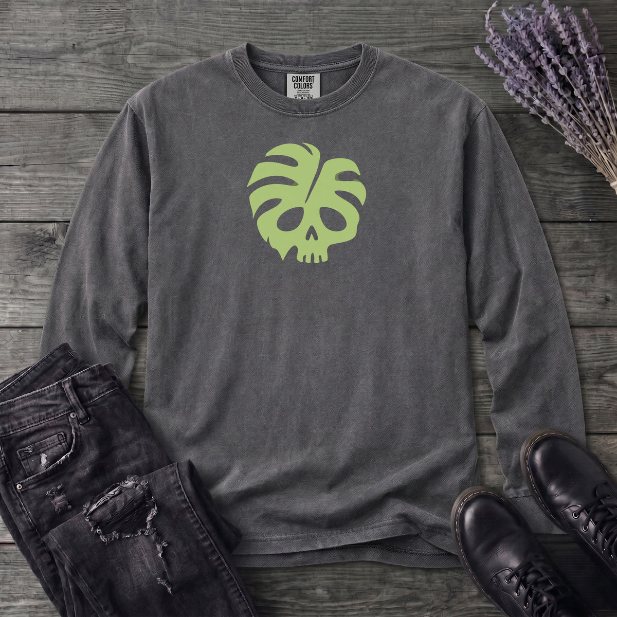 Monstera Skull Long Sleeve T-Shirt