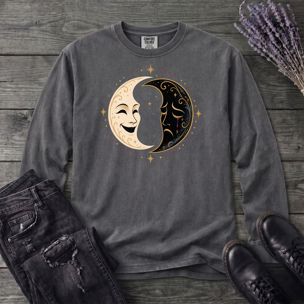 Comedy Tragedy Moons Long Sleeve T-Shirt