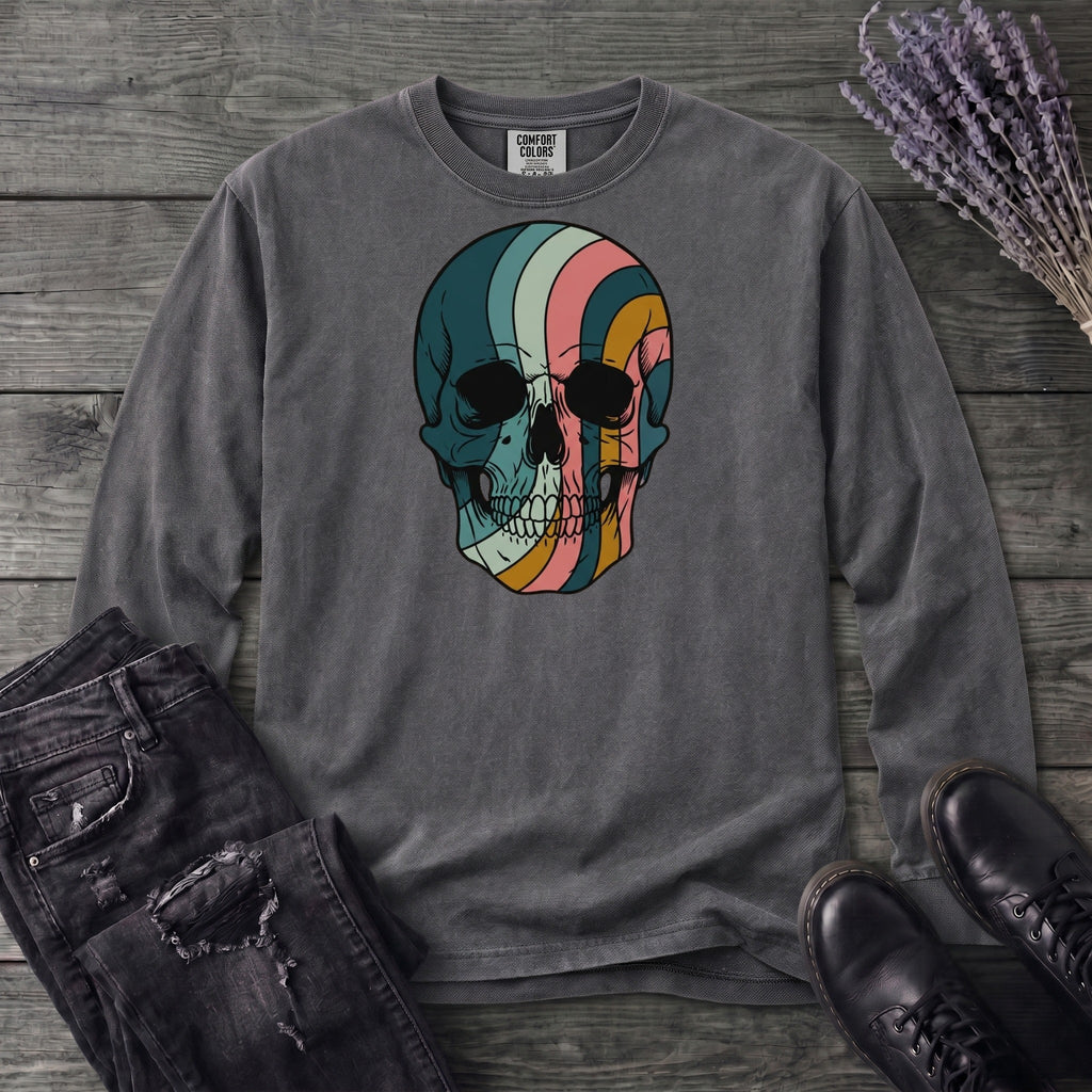 Psychedelic Striped Skull Long Sleeve T-Shirt