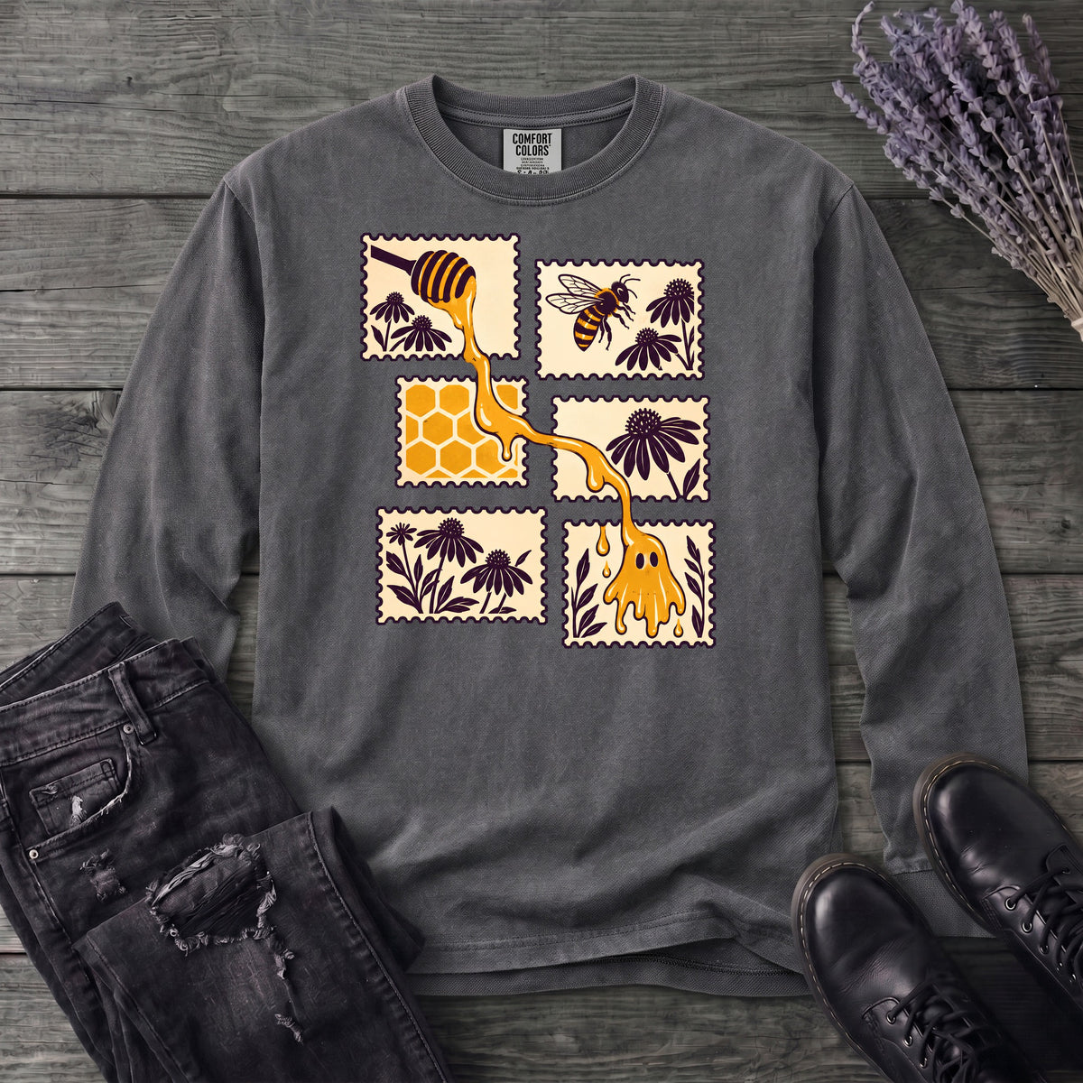 Honey Ghost Stamps Long Sleeve T-Shirt