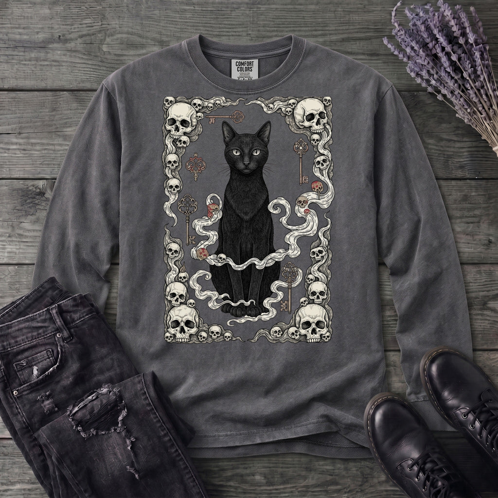 Cat Skull Card Long Sleeve T-Shirt