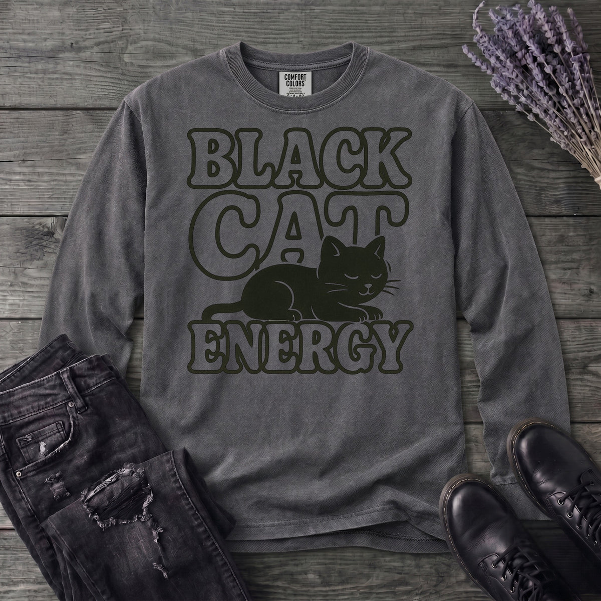Black Cat Energy Long Sleeve T-Shirt