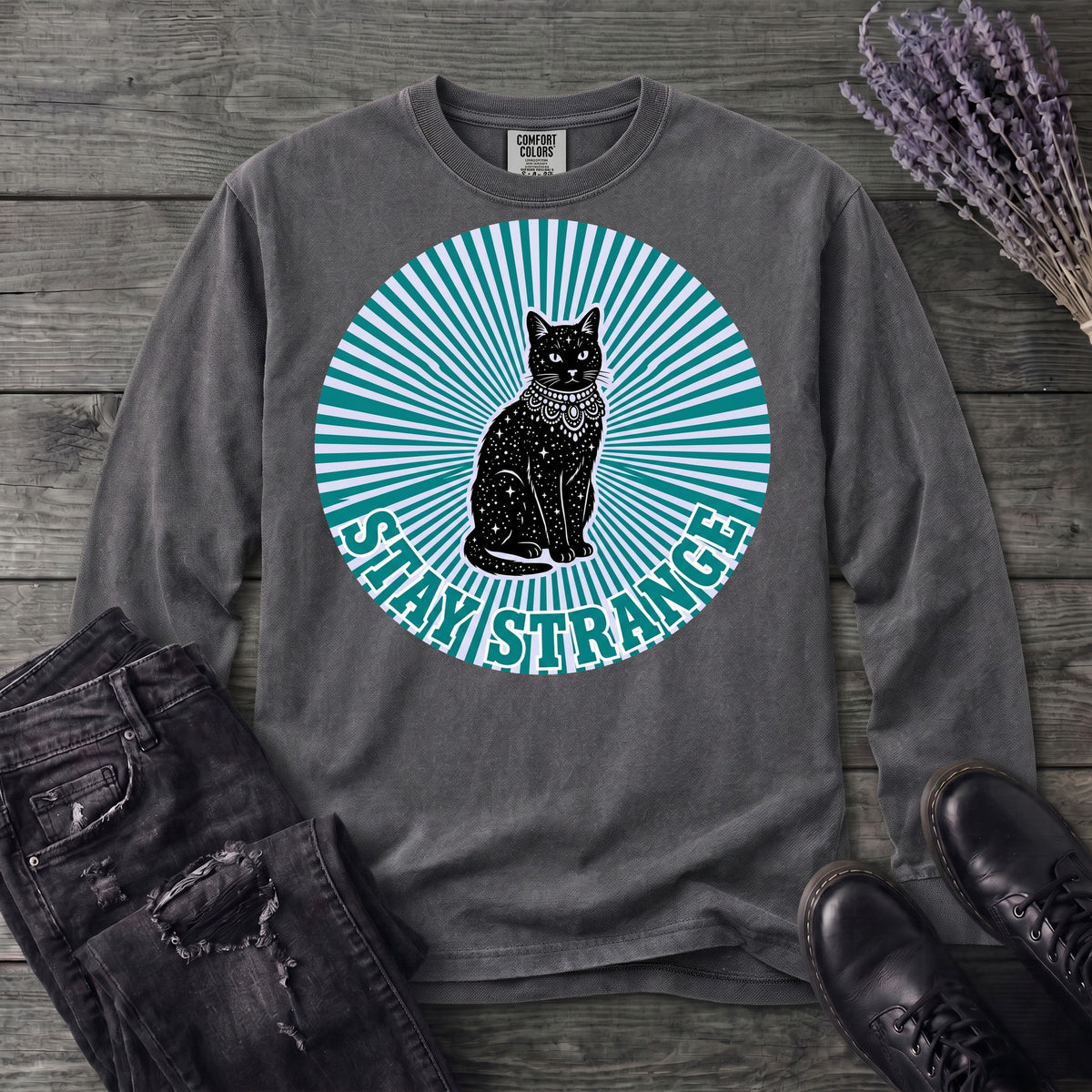 stay strange celestial cat Long Sleeve T-Shirt
