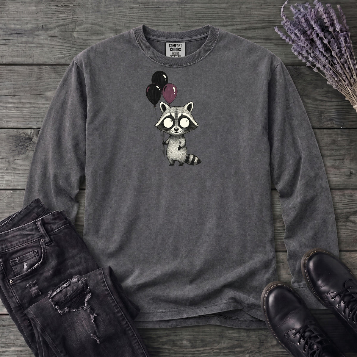 Raccoon Balloons Long Sleeve T-Shirt