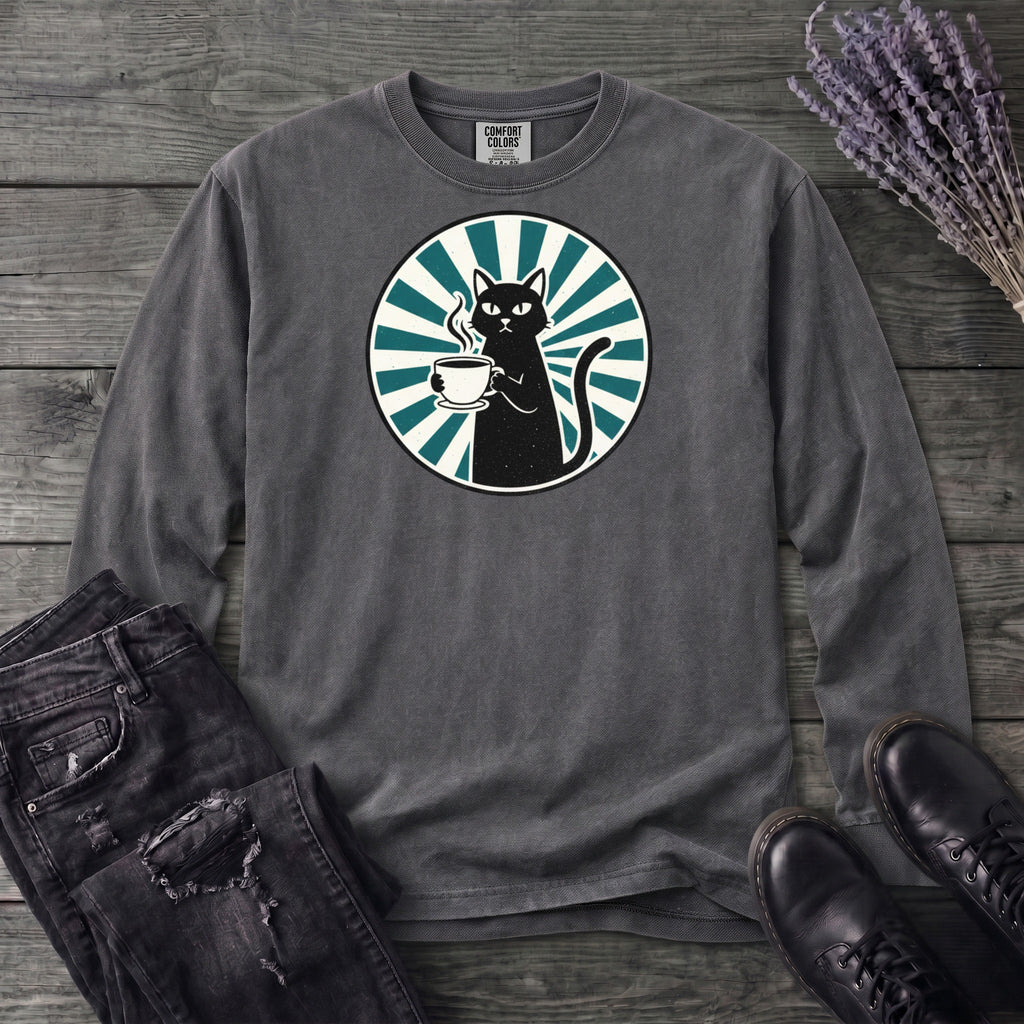 Black Cat Coffee Long Sleeve T-Shirt