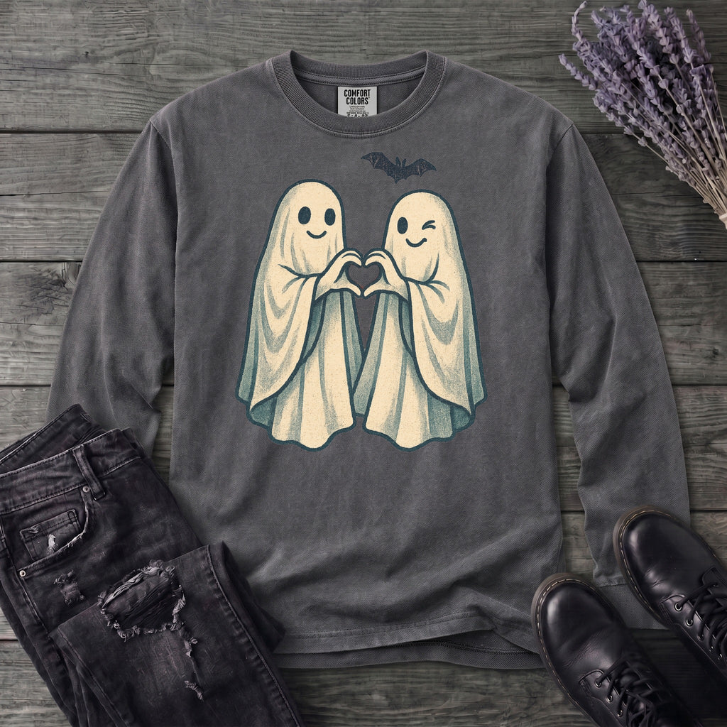 Two Ghosts Heart Hands Long Sleeve T-Shirt