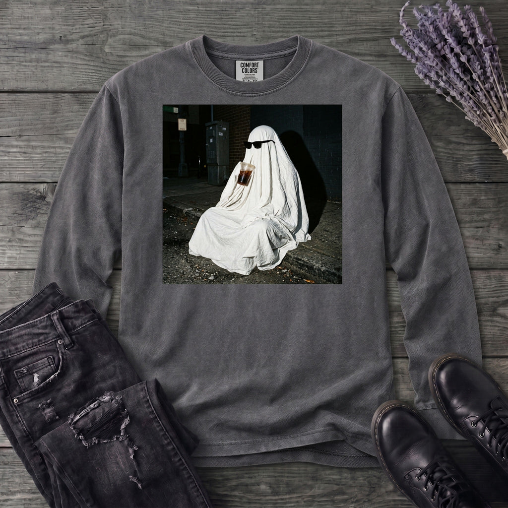 sheet ghost iced coffee curb meme Long Sleeve T-Shirt