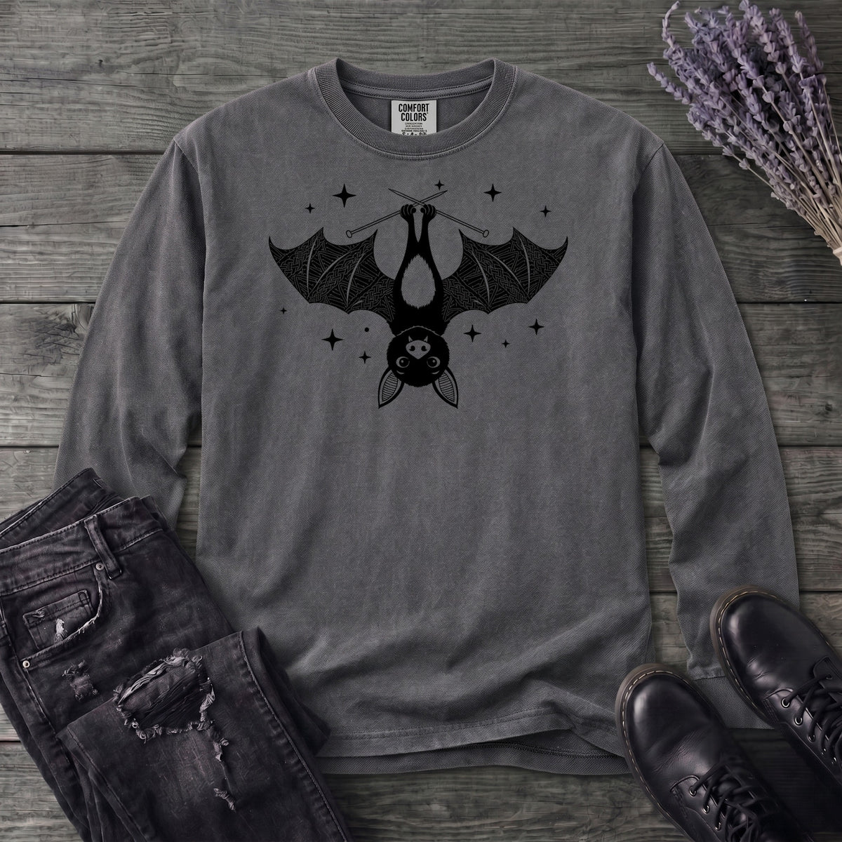Bat Knitting Long Sleeve T-Shirt