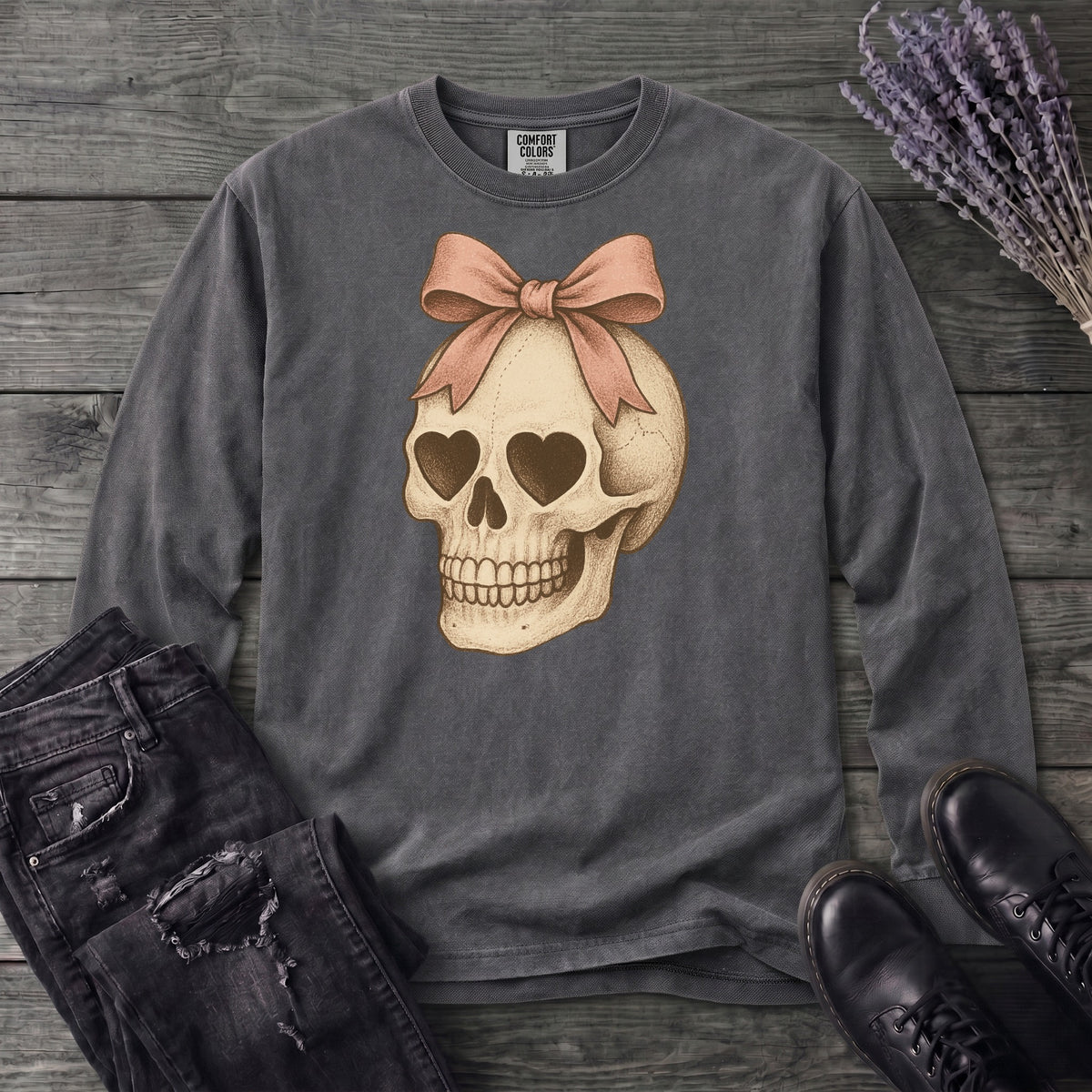 Coquette Skull Long Sleeve T-Shirt