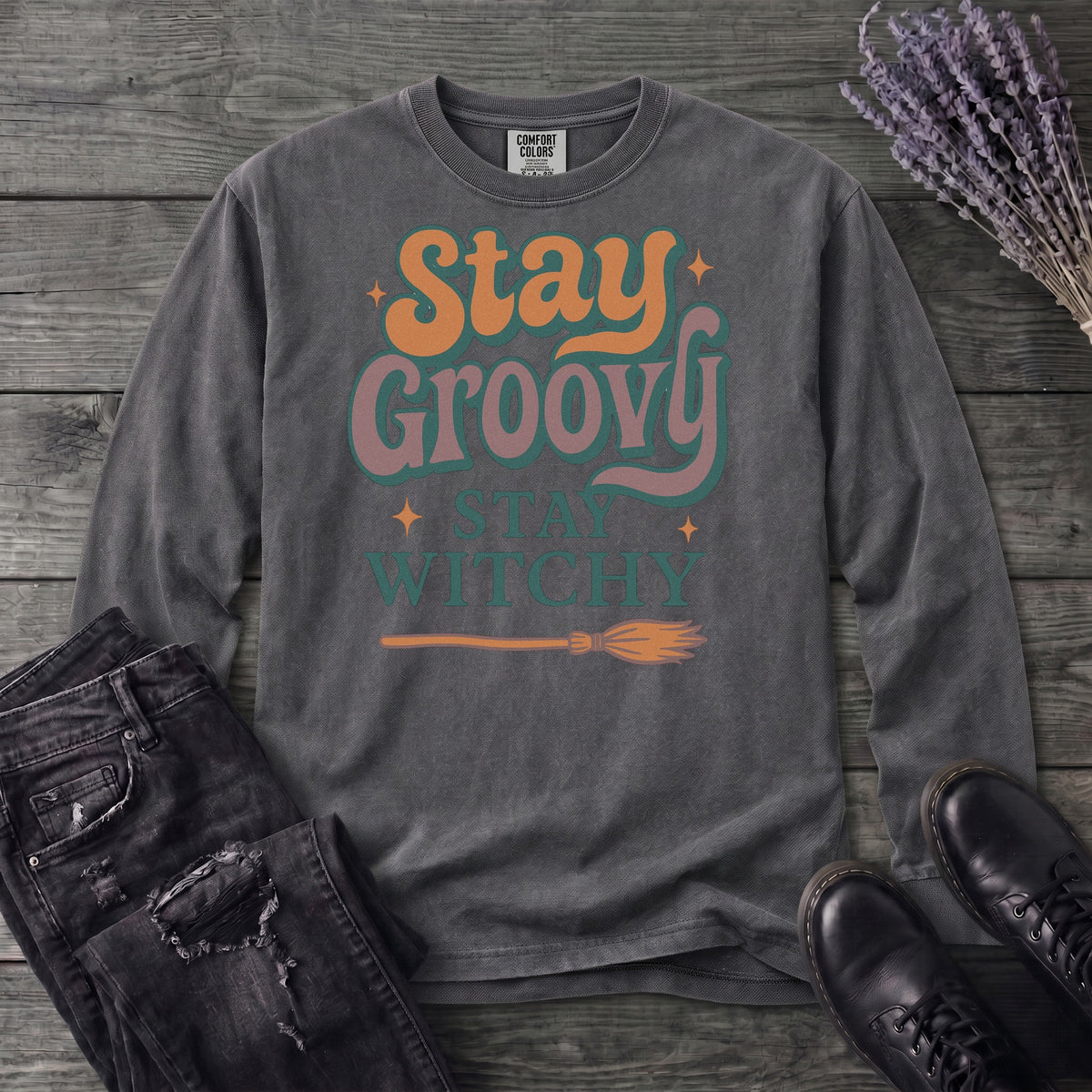 Stay Groovy Stay Witchy Long Sleeve T-Shirt