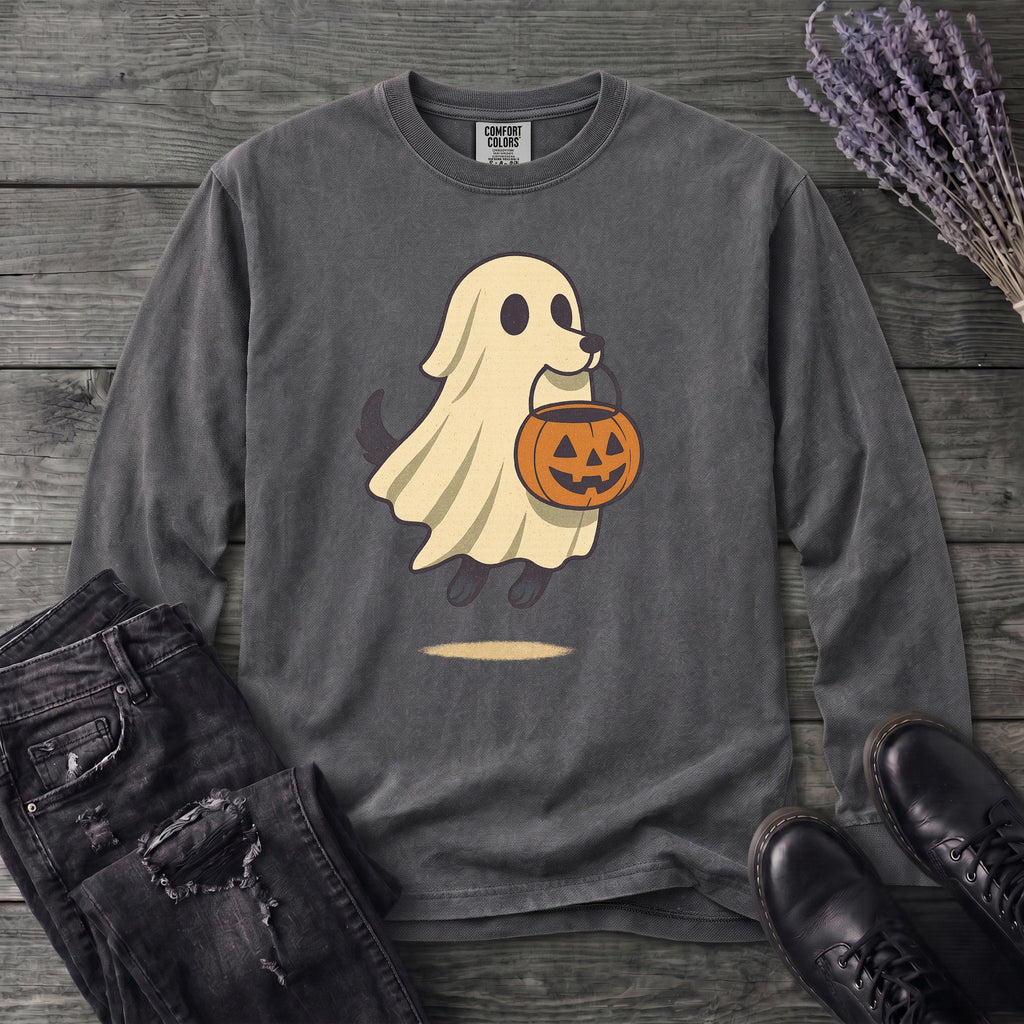 Ghost Dog Trick-Or-Treating Long Sleeve T-Shirt