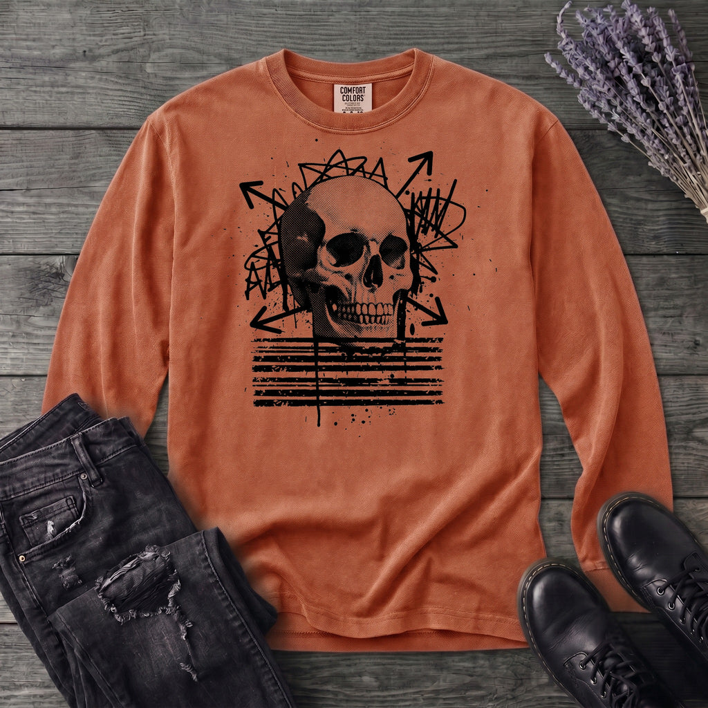 Grunge Skull Long Sleeve T-Shirt
