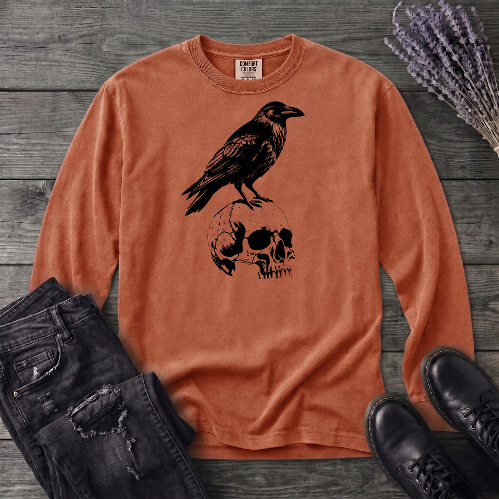 Classic Crow and Skull Long Sleeve T-Shirt