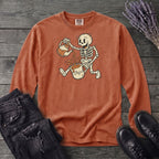 Coffee Skeleton Cartoon Long Sleeve T-Shirt