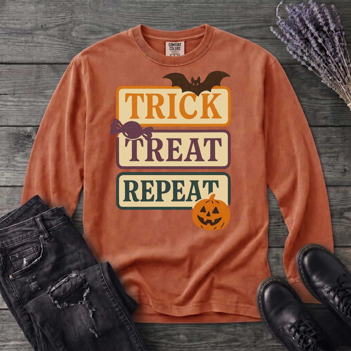 Trick Treat Repeat Muted Long Sleeve T-Shirt