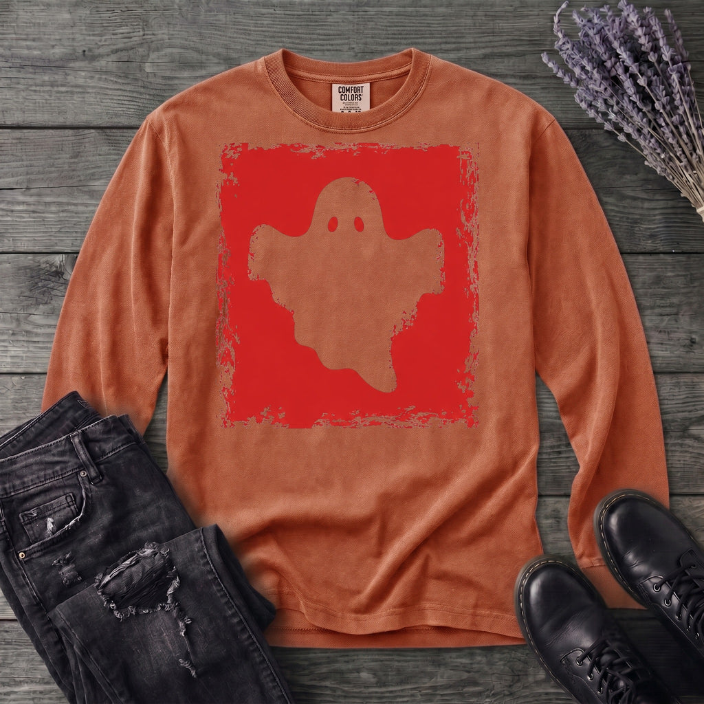 Grunge Stencil Ghost Long Sleeve T-Shirt