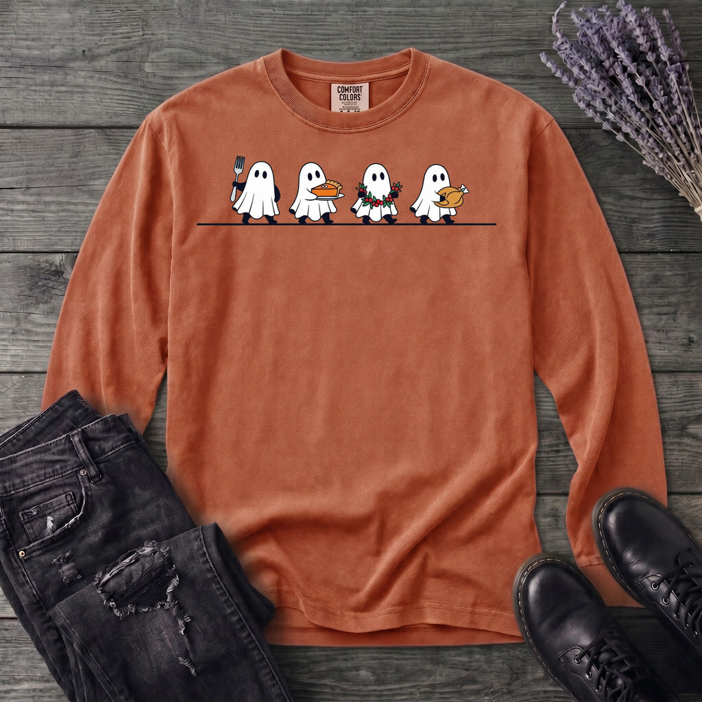 Four Ghost Thanksgiving Long Sleeve T-Shirt