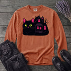 Black Cat Haunted House Long Sleeve T-Shirt