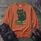 black cat glasses books Long Sleeve T-Shirt