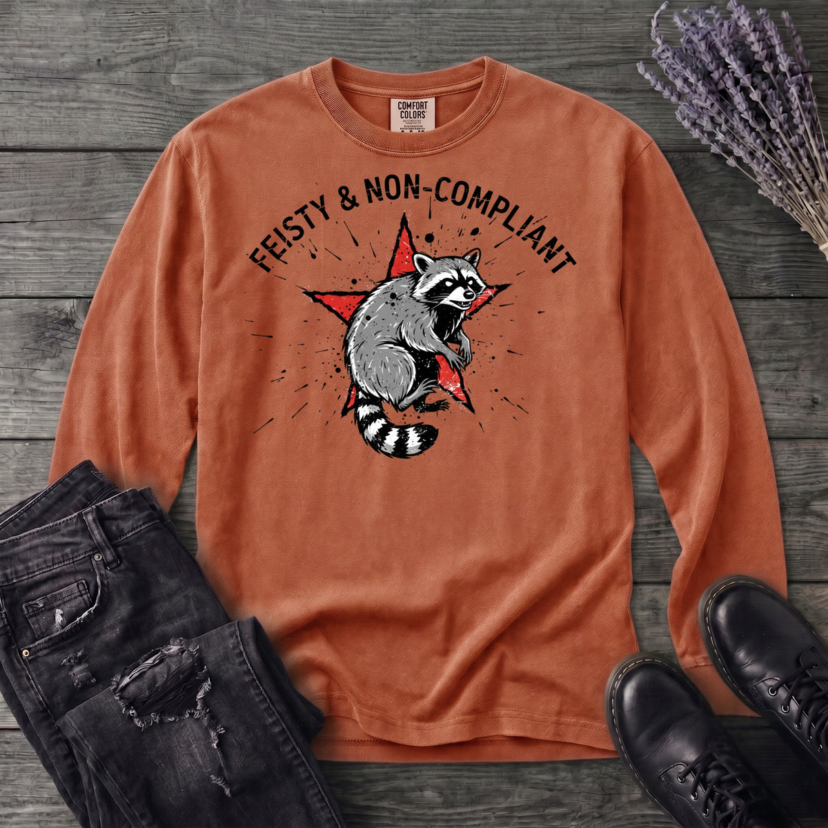 feisty non compliant raccoon Long Sleeve T-Shirt