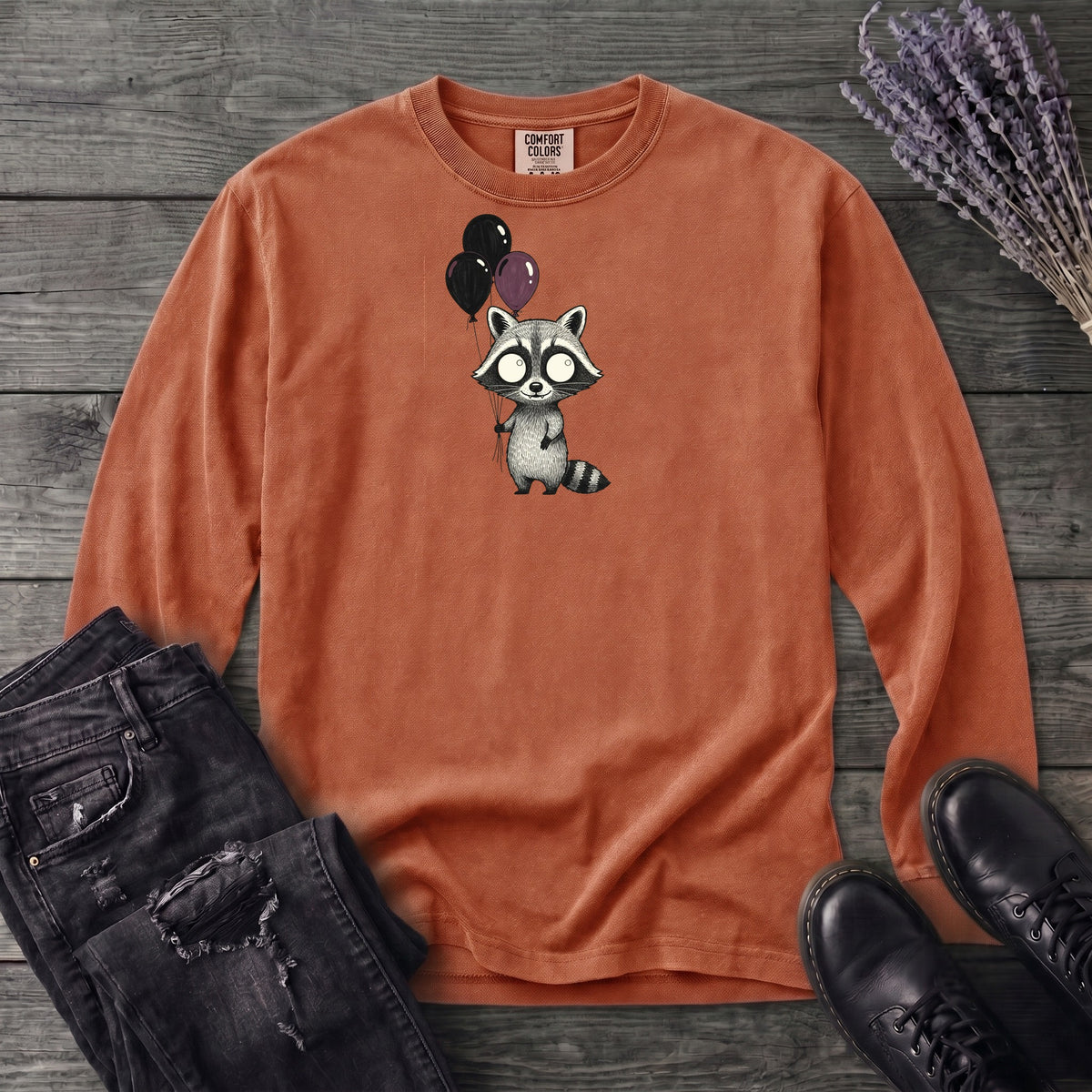 Raccoon Balloons Long Sleeve T-Shirt