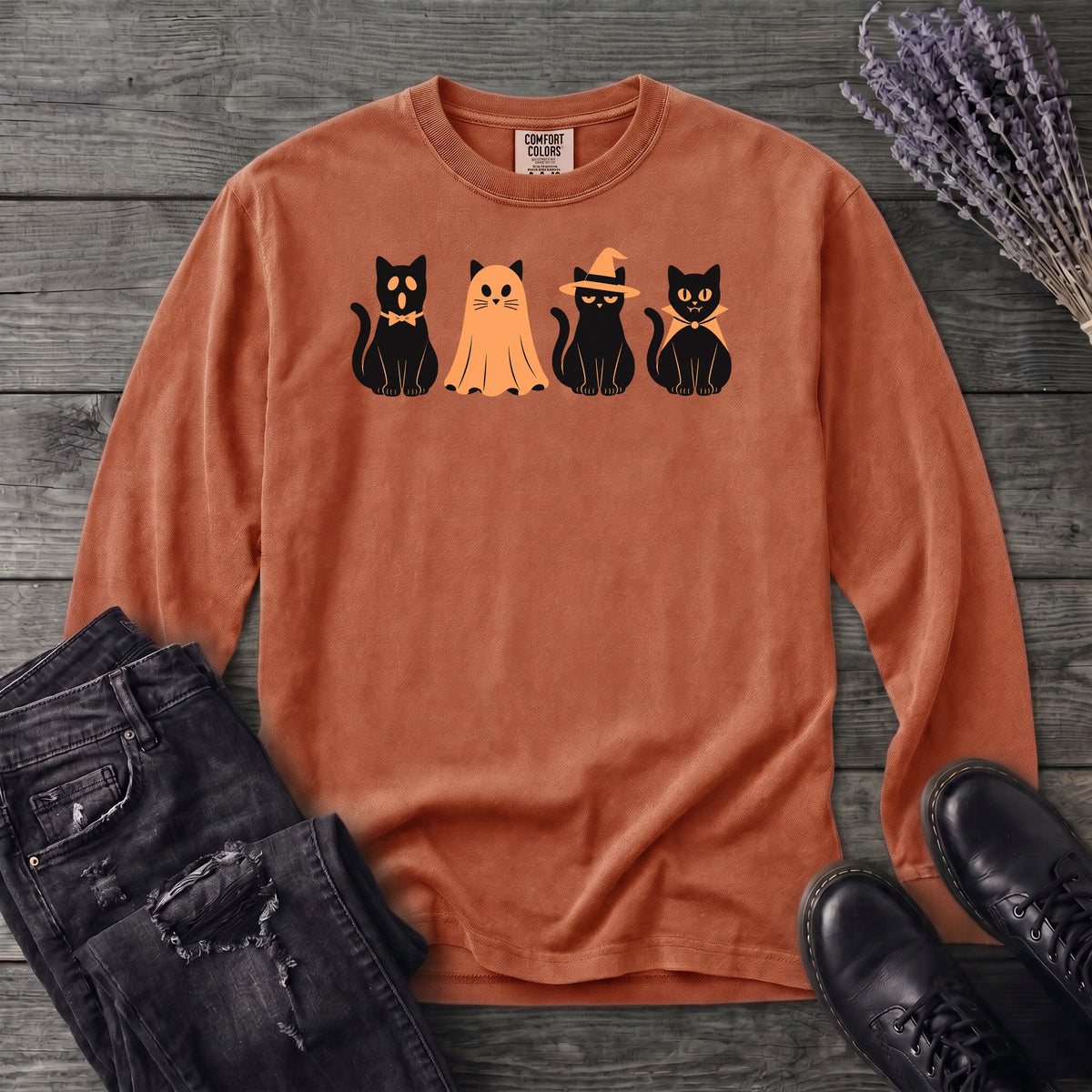 Black Cat Costume Party Long Sleeve T-Shirt