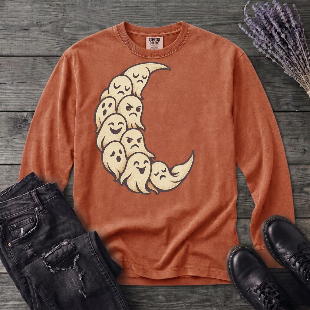 crescent moon ghosts Long Sleeve T-Shirt