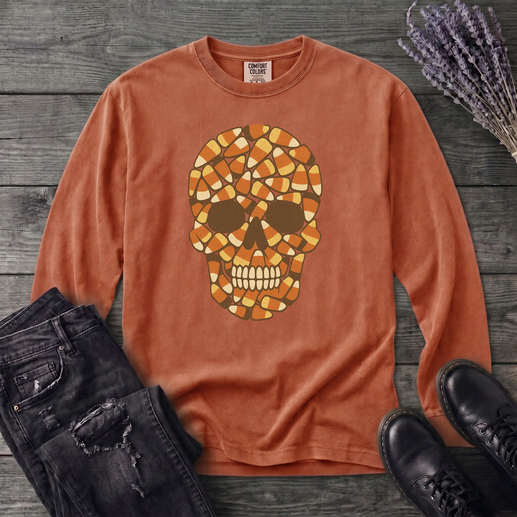 Candy Corn Skull Long Sleeve T-Shirt