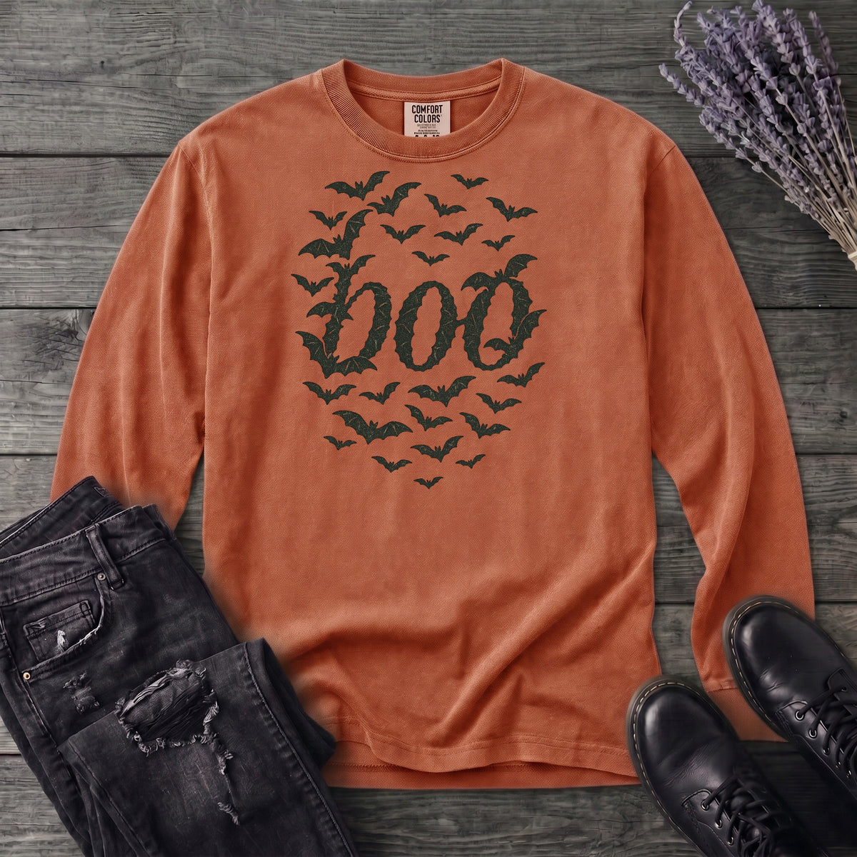 Bats Form Boo Long Sleeve T-Shirt