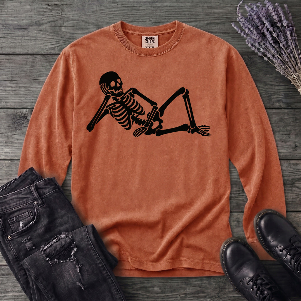 Lounging Skeleton Long Sleeve T-Shirt