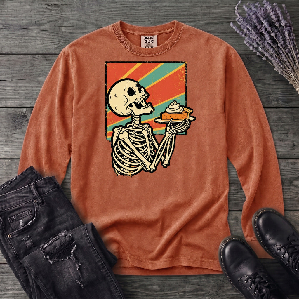 Skeleton Pumpkin Pie Grunge Long Sleeve T-Shirt
