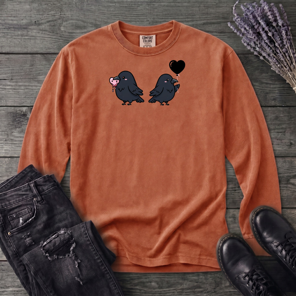 Cute Crow Couple Long Sleeve T-Shirt